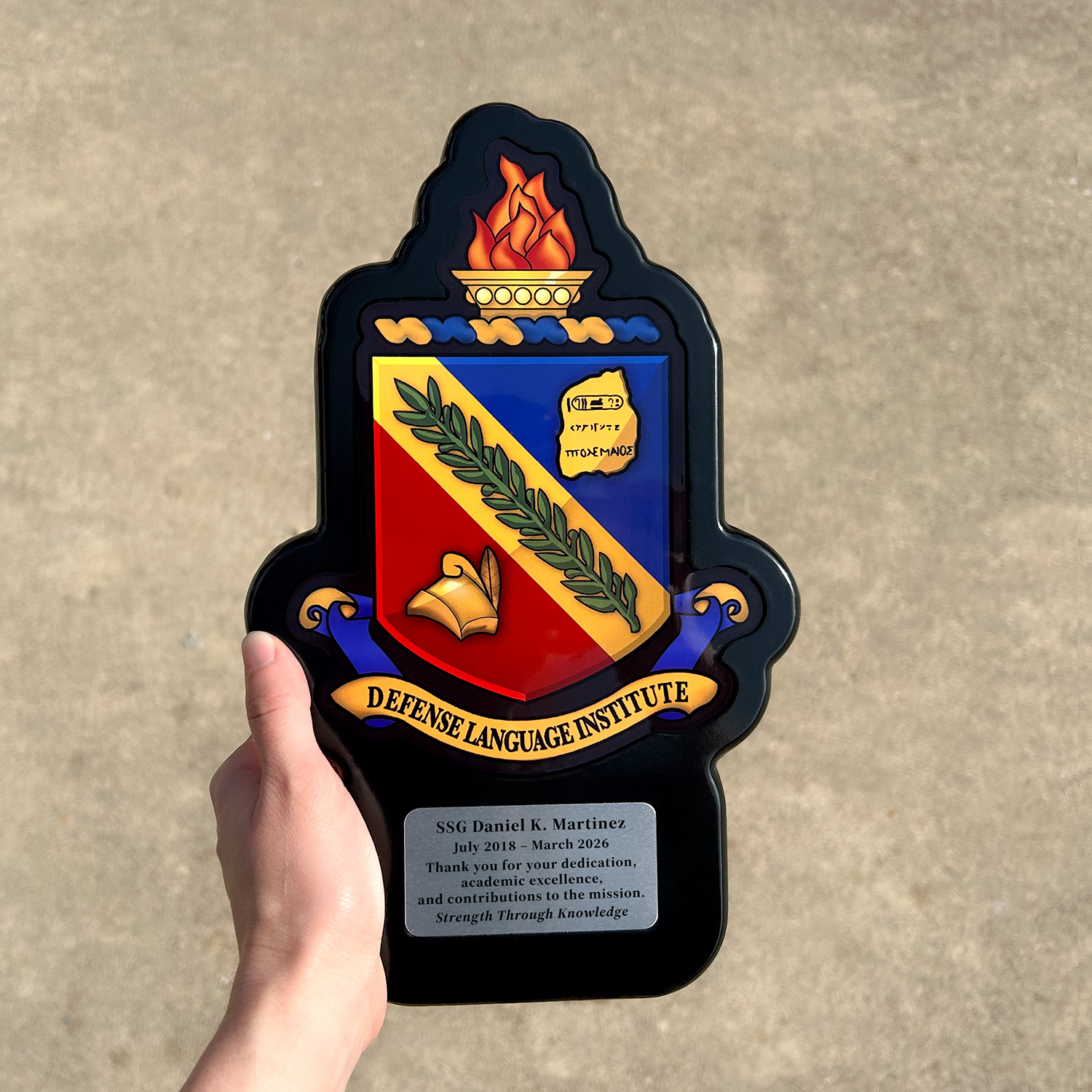 Defense Language Institute Award Plaque